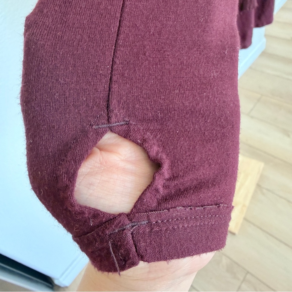 โฅ๏ธ FP Maroon Red Laguna Thermal Waffle Knit Long-Sleeve Tunic Top w/ Thumbholes - Picture 9 of 16